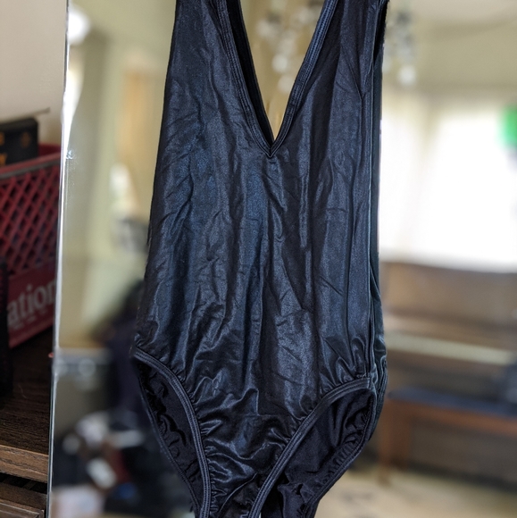 COPY - American Apparel metallic black halter bodysuit - Picture 2 of 6